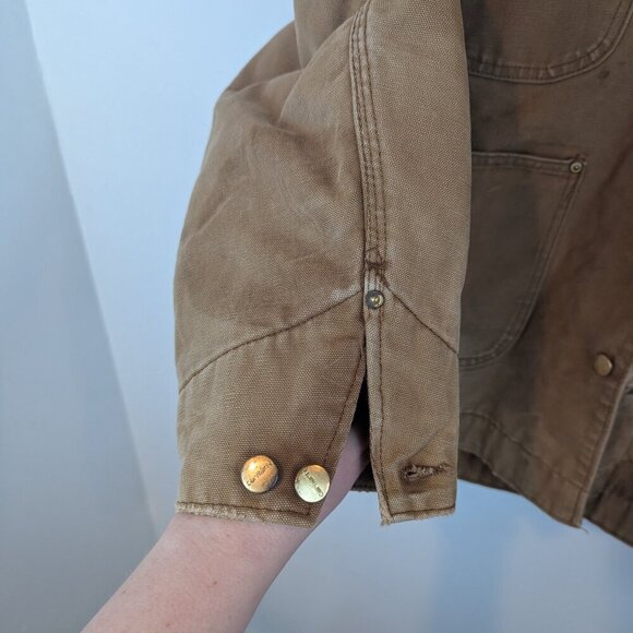 Vtg 70's Carhartt Chore Coat with Detachable Hood, Sz 44 - Picture 5 of 16